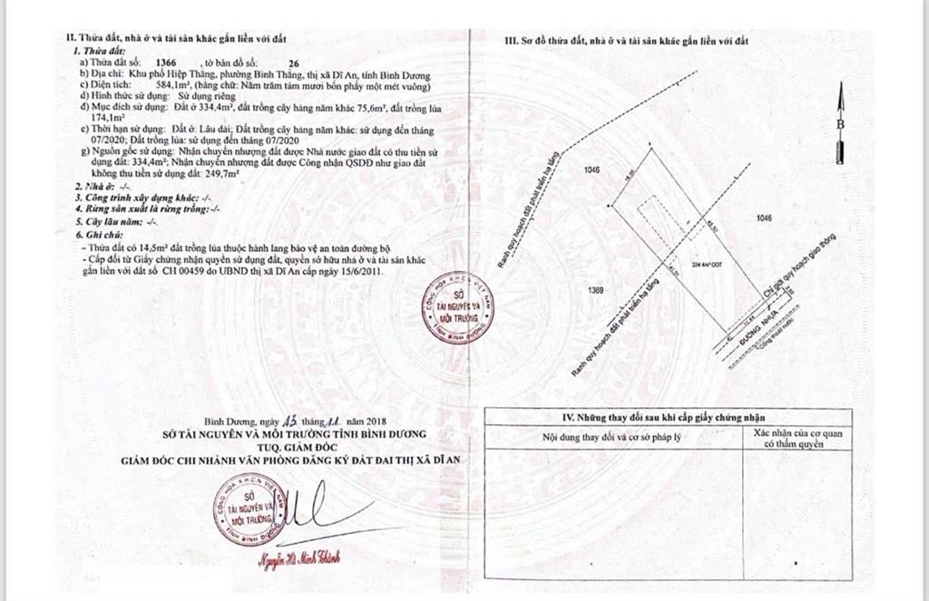 Bán đất 584m2 đường 30/4, phường đông hoà, tp hồ chí minh.