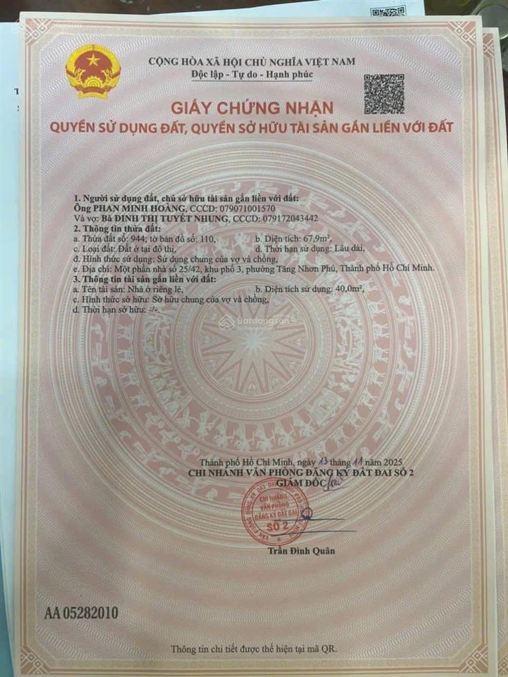 Đất dt 4,5x18m, hướng đn, gần trường cđ công thương, cty dệt phong phú, trường cấp 1,2,3 quận 9