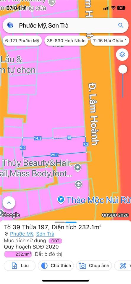 Tôi cần bán gấp đất biển 232m2 đường lâm hoành, sơn trà, đà nẵng. cách biển 150m