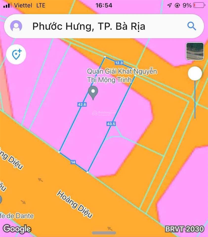 Chính chủ gửi bán mặt tiền đường hoàng diệu, phước hưng, tp bà ria, ngang 14m
