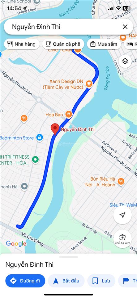 Bán gấp lô đất biệt thự mặt tiền đường nguyễn đình thi, hòa xuân