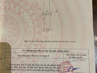 94,5 m thôn vệ nam hồng ô tô tránh 2 mặt thoáng , trục chính kinh doanh