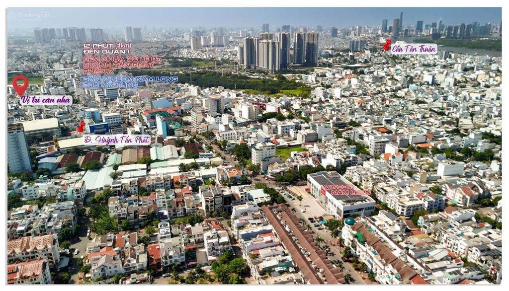 Nhà 4 tầng 8x19m (153m2) hẻm nhựa ôtô 8m huỳnh tấn phát, q7 chỉ 12,95 tỷ (84 triệu/m2)