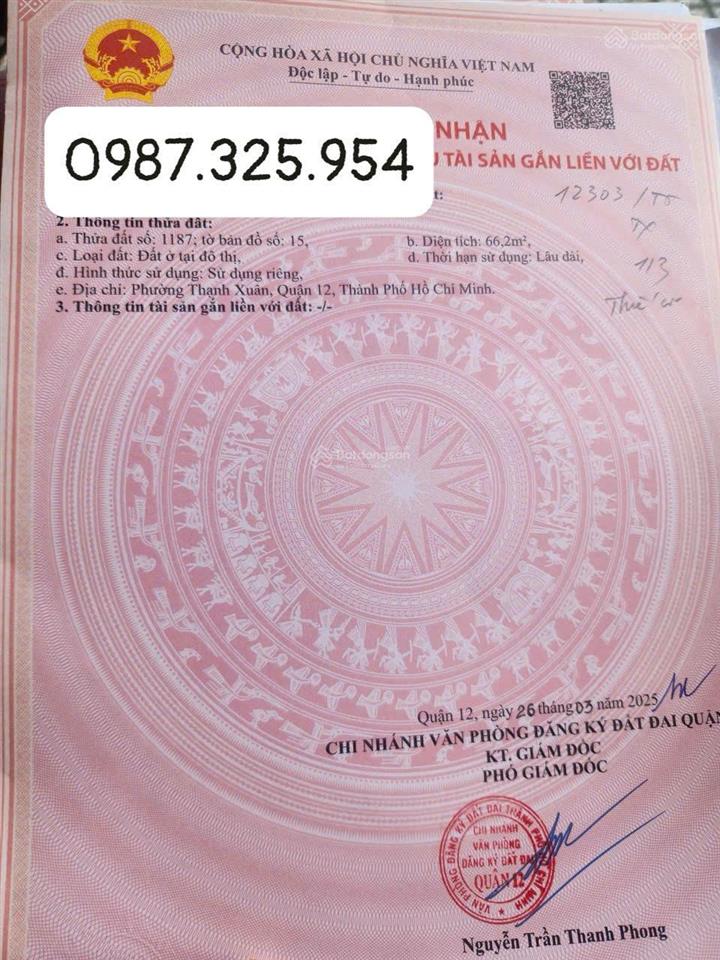 Đất giá rẻ chính chủ. shr. 1/tx52 đường 9m. giá 3.1 tỷ