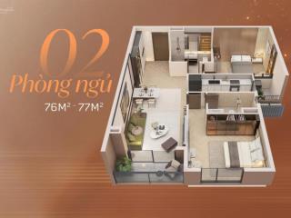Bán căn hộ xuất ưu tiên 2 ngủ 2 vệ sinh hướng đông nam toà a 77m2 tầng trung đẹp full nội thất .