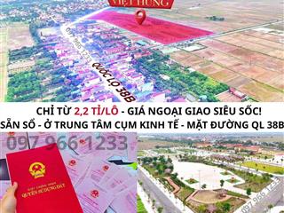 Rẻ nhất dự án chỉ 27 triệu/m2 có ngay lô đất đẹp nhất kđt việt hưng  thanh miện  hải dương
