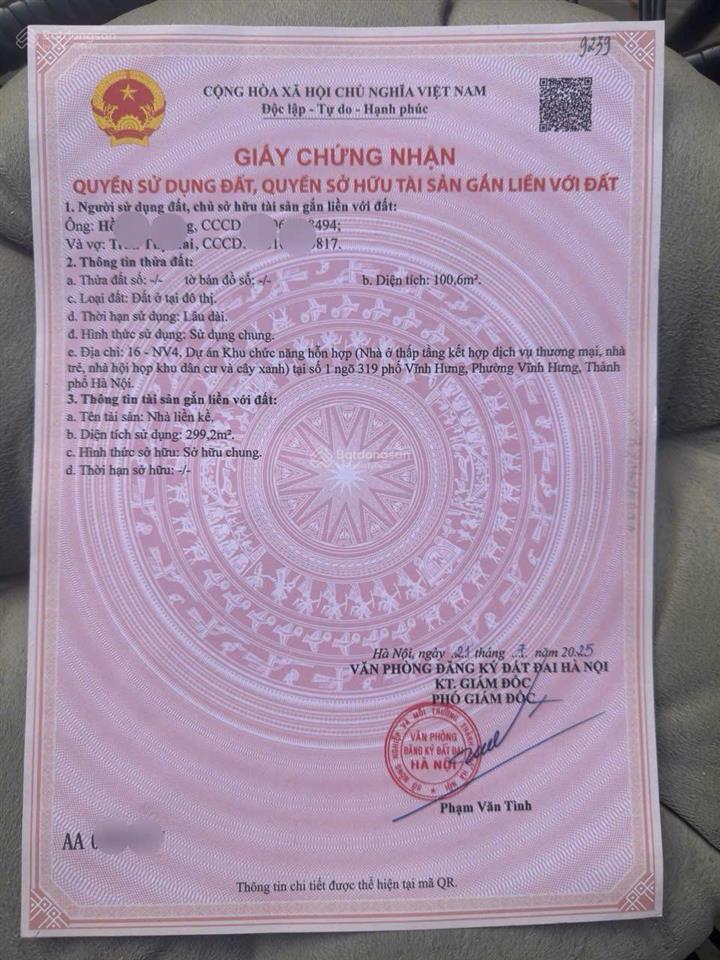 Chính chủ bán căn góc nhà vườn dự án green park 319 vĩnh hưng, hoàng mai, hà nội