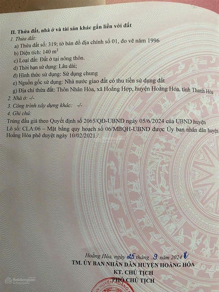 Bán đất nền 140m2 tại quốc lộ 1a, hoằng phú, hoằng hóa, thanh hóa chỉ với 19 triệu vnd/m2