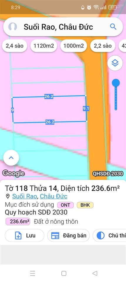 Đất suối rao châu đức brvt đường nhựa khu dân cư