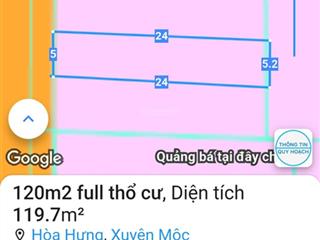 Cần bán lô đất full thổ cư, khu dân cư đông 5x23m