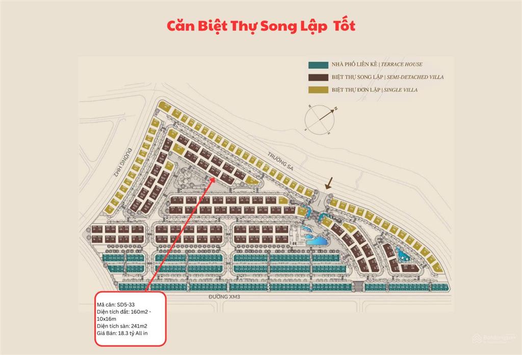 Sang nhượng biệt thự song lập the orchard, đối diện công viên island, giá tốt