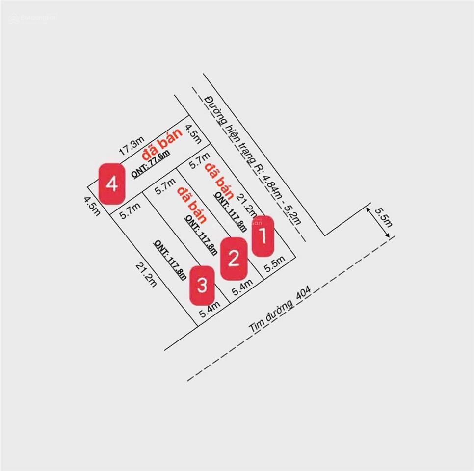 Siêu phẩm mặt đg 404 gần cảnh nam đồ sơn ko quy hoạch 117.4m2 ngang 5,4m (nở hậu) giá chỉ 3,8 tỷ