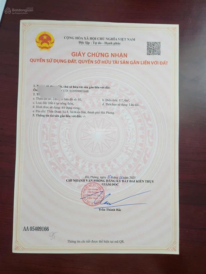 Siêu phẩm mặt đg 404 gần cảnh nam đồ sơn ko quy hoạch 117.4m2 ngang 5,4m (nở hậu) giá chỉ 3,8 tỷ