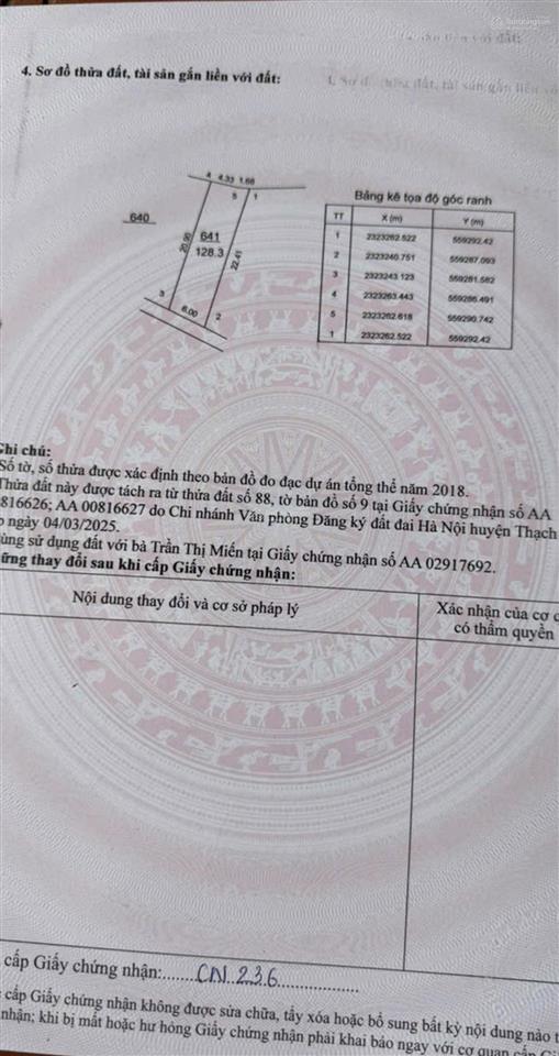 Bán đất đồng trúc 128 m mặt tiền 6 m giá 27 triệu 1m2