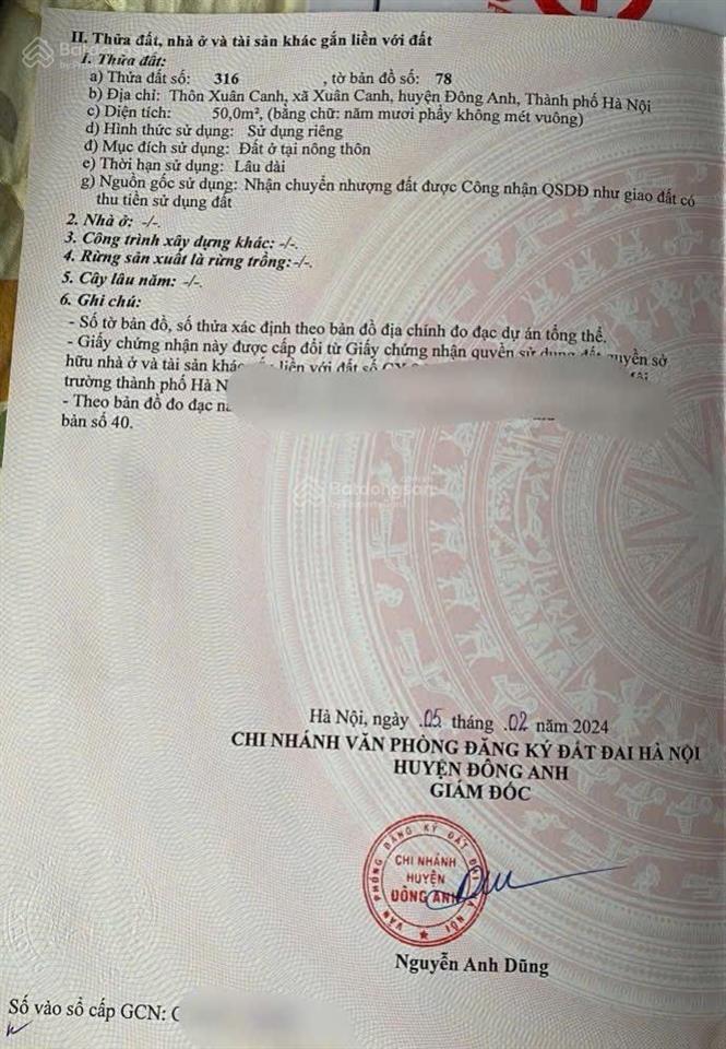 Mảnh đất 2 mặt thoáng, vị trí đẹp tại xuân canh, đông anh, hà nội