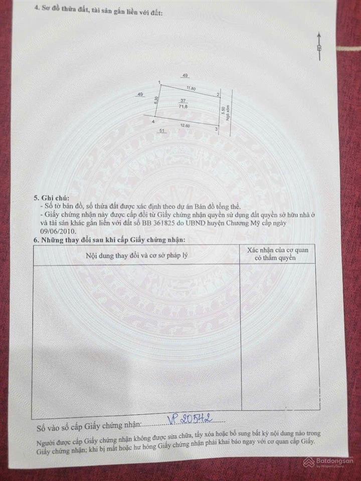 Chủ ngộp cần bán gấp. đất 71,8m giá 48t/m tại phường chương mỹ hà nội.