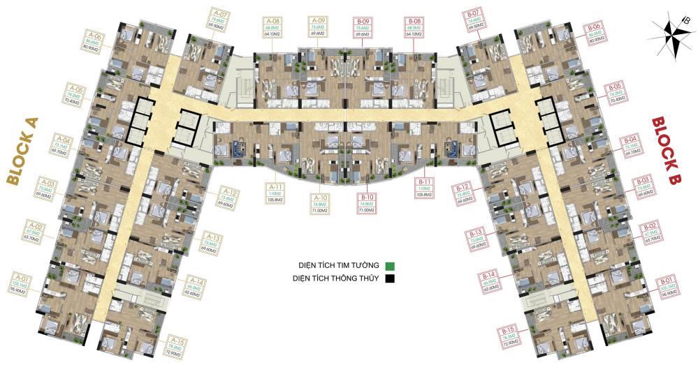 Bán chung cư 64 m2 tại tecco diamond