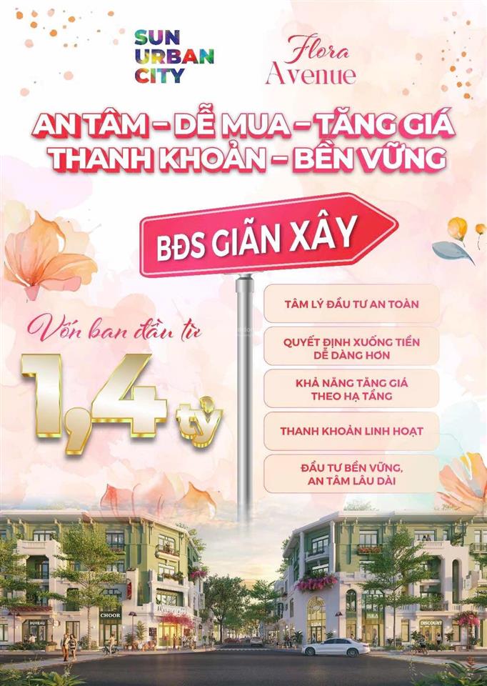 Mở bán phân khu flora avenue. nhà phố dãn xây vốn bỏ ra hơn tỷ. dành cho nhà đầu tư tc mỏng vốn