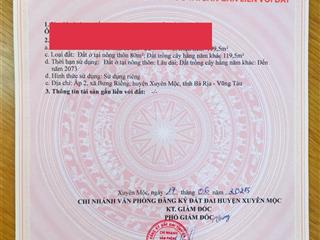 Bán đất thổ cư ấp 2 bưng riềng, xuyên mộc | vị trí đẹp, giá tốt