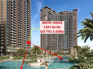 Chỉ 5.6 tỷ căn 3n2vs 103m2 masteri trinity square, ôm trọn view bể bơi nội khu + pháo hoa quanh năm