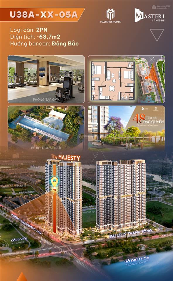 Bán căn 2pn trục 05a tòa u38a tại masteri lakeside ocp1 với đơn giá chỉ từ 84,7tr/m2