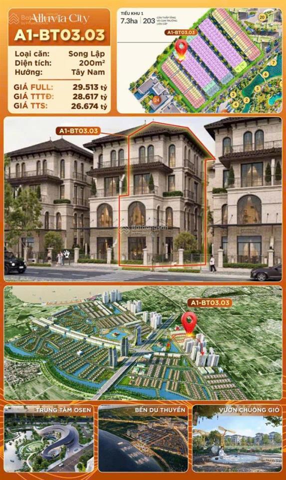 126tr/m² căn bt 200m² dự án alluvia city giá tốt thị trường ngay cạnh trung tâm onsen và trường