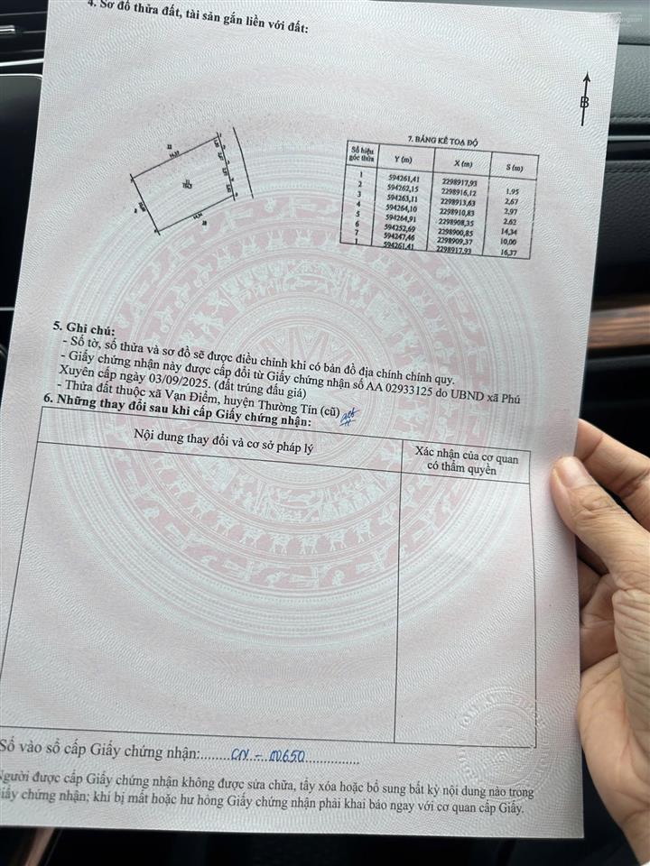 Chính chủ bán lô đất tt911 khu đấu giá vạn điểm  thường tín 154m2 chỉ 7.2 tỷ