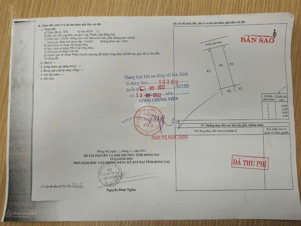 Chính chủ tôi cần bán 6 lô đất long thành sổ full thổ cư