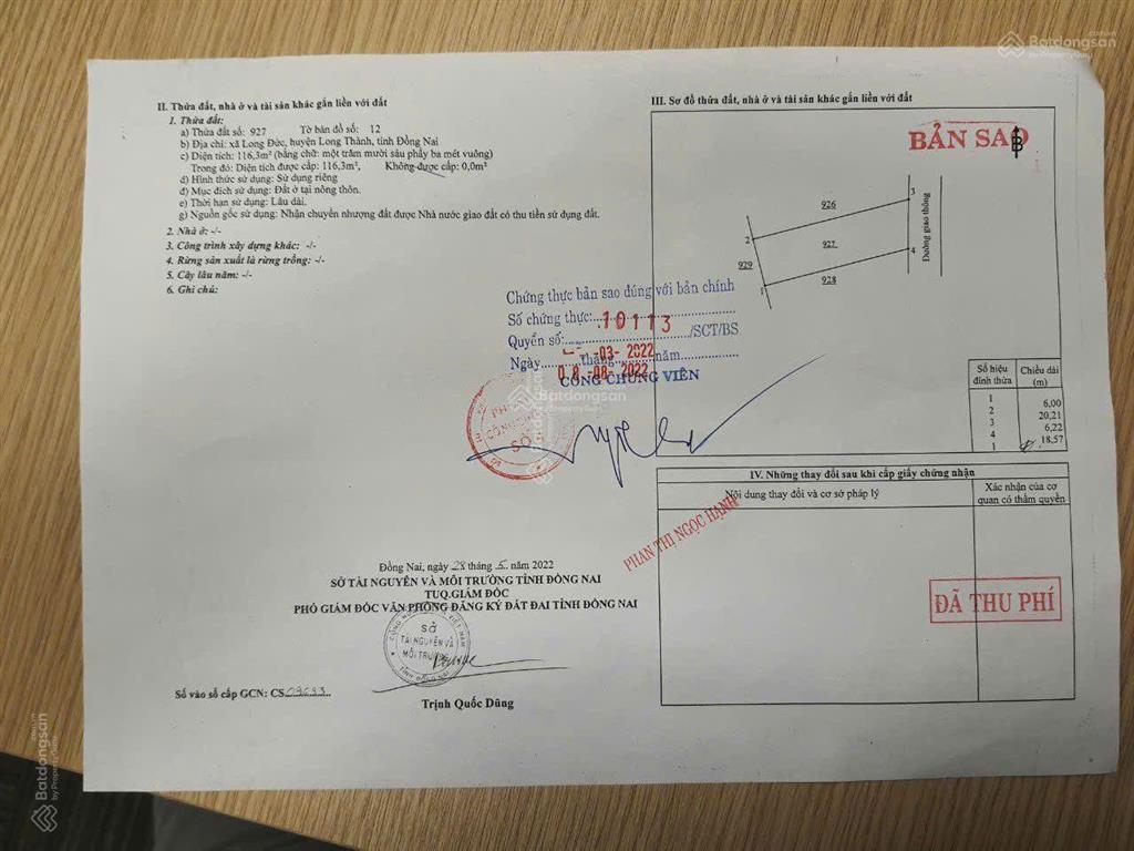 Chính chủ tôi cần bán 6 lô đất long thành sổ full thổ cư