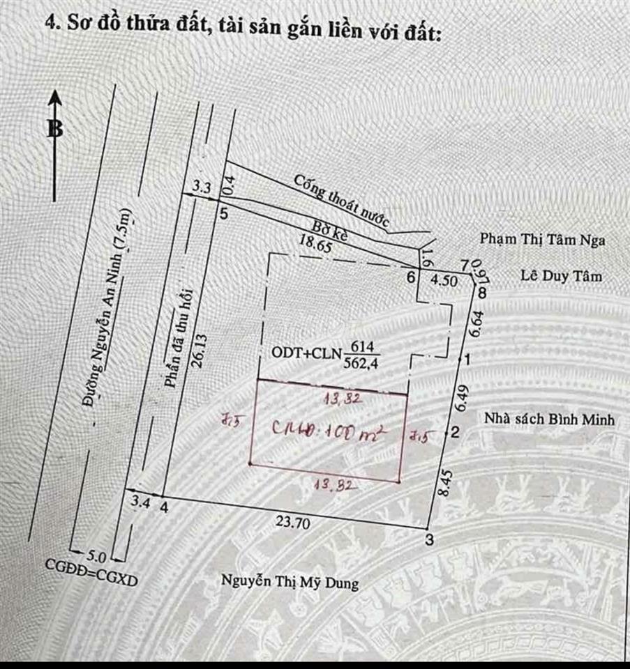 Bán đất mặt tiền nguyễn an ninh ngay trung tâm ngã 6 nhà sách bình minh