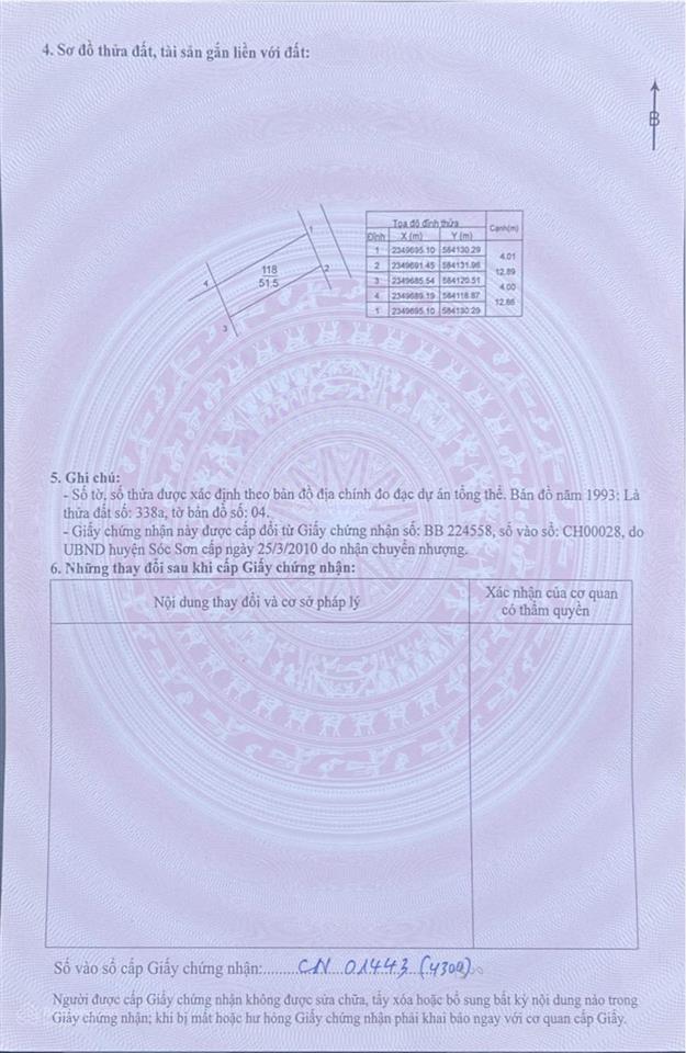 Bán đất tại xã quang tiến, sóc sơn, hà nội, 2,56 tỷ, 51,5 m2, chính chủ đẹp, nhiều tiện ích