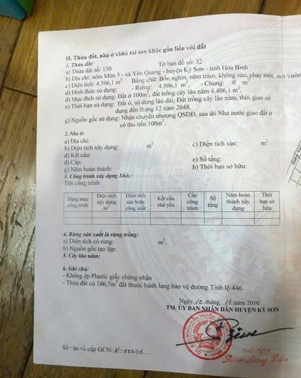 Hàng hiếm  đất nhà cần bán dt 2.6ha đất mặt đường cao tốc hòa lạc  hòa bình