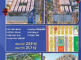 Bán lk cạnh công viên, phố ẩm thực, trường học chung cư, giá rẻ nhất dự án vinhomes cổ loa 80m2*5t