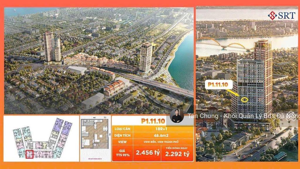 Căn hộ cosmo 1pn + view biển, thành phố diện tích 48,6m2 giá 2,29 tỷ