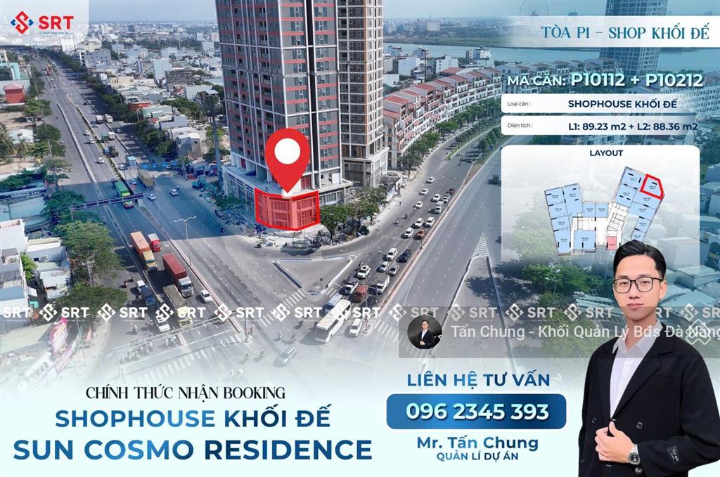 Căn góc shophouse khối đế cosmo  2 tầng  mặt tiền hơn 10m  diện tích 177.59m2  giá 2x tỷ