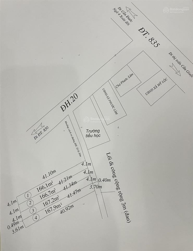 Đất bán đường dh20, xã mỹ lộc, cần giuộc, với diện tích 167 m2, giá 900 triệu vnd