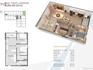 Căn hộ căn góc tầng cao 2 ngủ dt56,9m ori garden view biển & hồ bàu tràm, full nội thất chỉ 2.1 tỷ