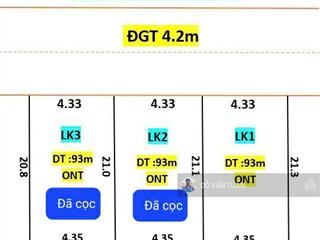 Bán đất đông tảo, 2,8 tỷ, 93m2, mặt tiền 4,35m, pháp lý đầy đủ, giá cực chất!