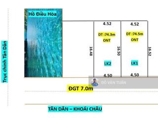 Bán đất tân dân, khoái châu, hưng yên, giá thỏa thuận, 74.6m2, hàng hiếm tại view đẹp