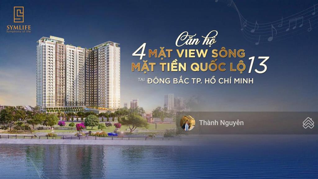 Symlifecăn hộ mặt tiền quốc lộ 13,4 mặt view sông,giá chỉ từ 1 tỉ 88/căn 2 phòng ngủ,sổ hồng riêng