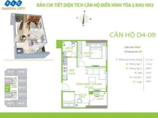 Bán cc 2pn, 1wc giá ưu đãi tại flc garden city, 47m2, 2,8 tỷ, nam từ liêm, hà nội