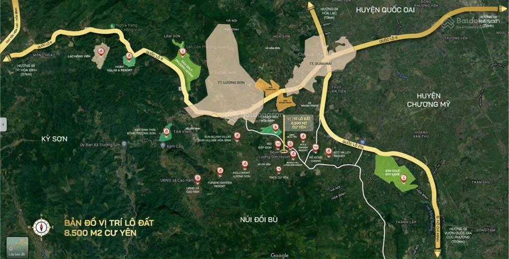 Bán đất 8500m2 mặt suối tại xã cư yên, lương sơn, hoà bình