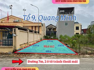 Ngay trục kinh doanh tổ 9, quang minh, đường 2 ô tô tránh thoải mái