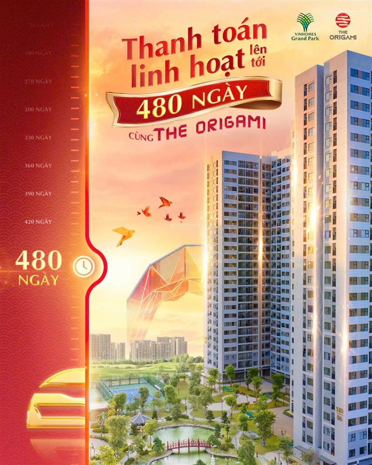 Giỏ căn 2pn+1 origami giá rẻ nhất vinhomes grand park giảm 30% tháng 11 giá 3,4 tỷ view vườn nhật