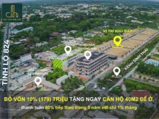 Bán đất shr tặng căn hộ, dt 100m2, bank 70% góp 5 năm không lãi, ck lên đến 17% và 3 chỉ sjc
