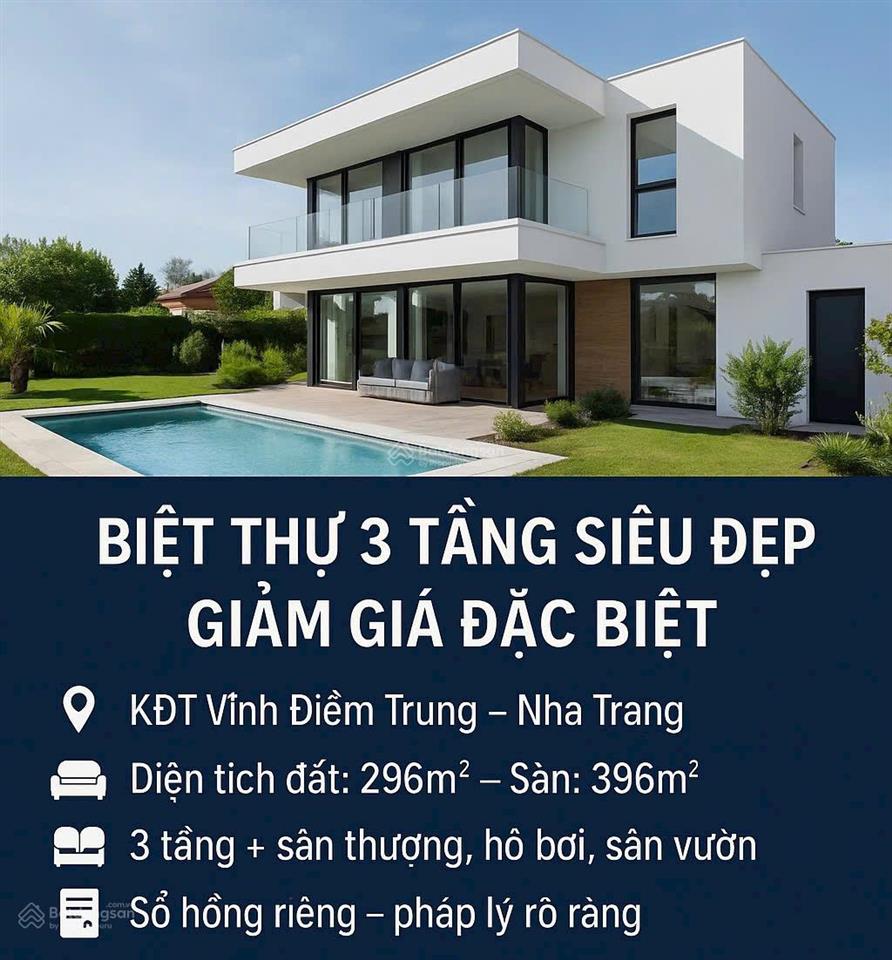 Thanh lý biệt thự 296m2 vĩnh điềm trung, nha trang chỉ 23 tỷ800