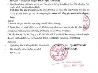 Công ty đấu giá hợp danh số 1 quốc gia thông báo bán đấu đấu giá tài sản