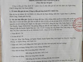 Công ty đấu giá hợp danh số 1 quốc gia thông báo bán đấu giá tài sản