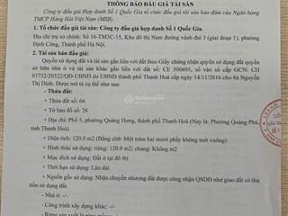 Công ty đấu giá hợp danh số 1 quốc gia thông báo bán đấu giá tài sản