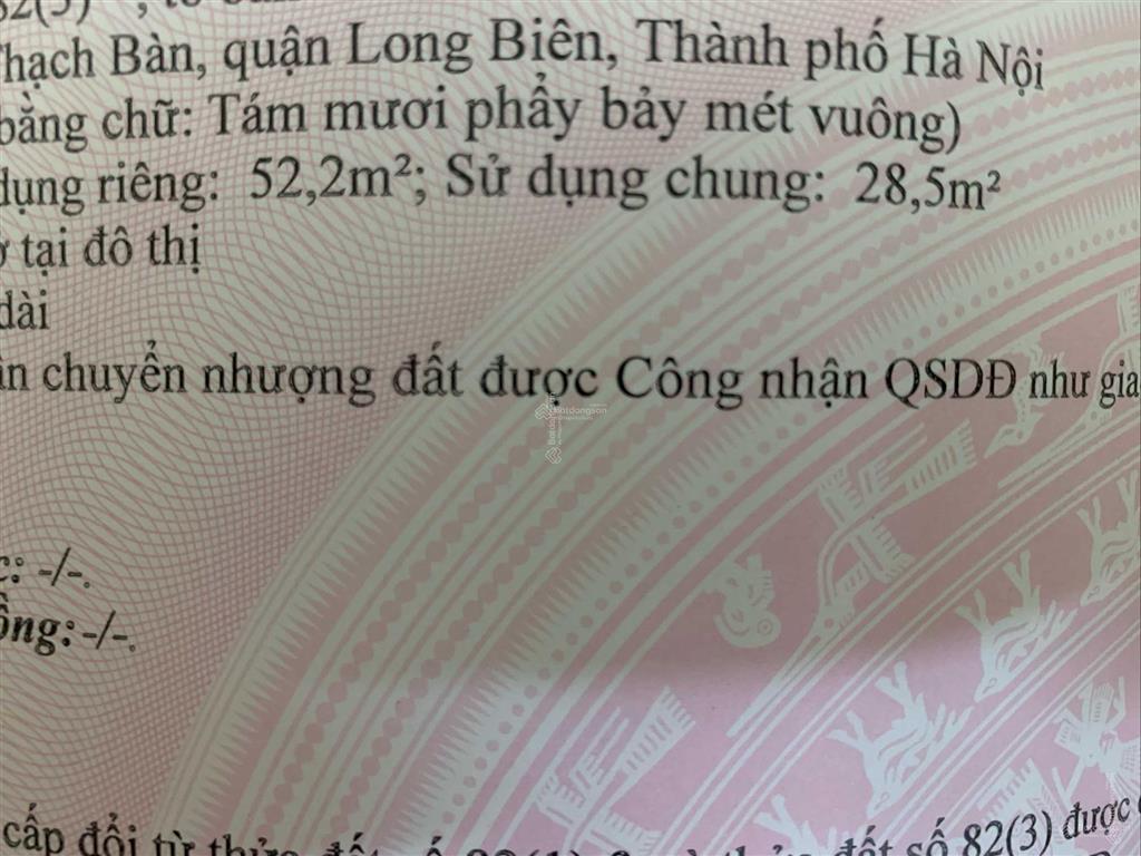 Bán 52.2m2 bát khối, p. thạch bàn 5,89 tỷ. hơn 100m ra hồ cự khối 30ha đã phê duyệt quy hoạch 1/500